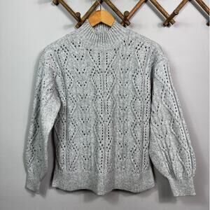Loft Pointelle Mockneck Sweater in Grey Women's Size XS